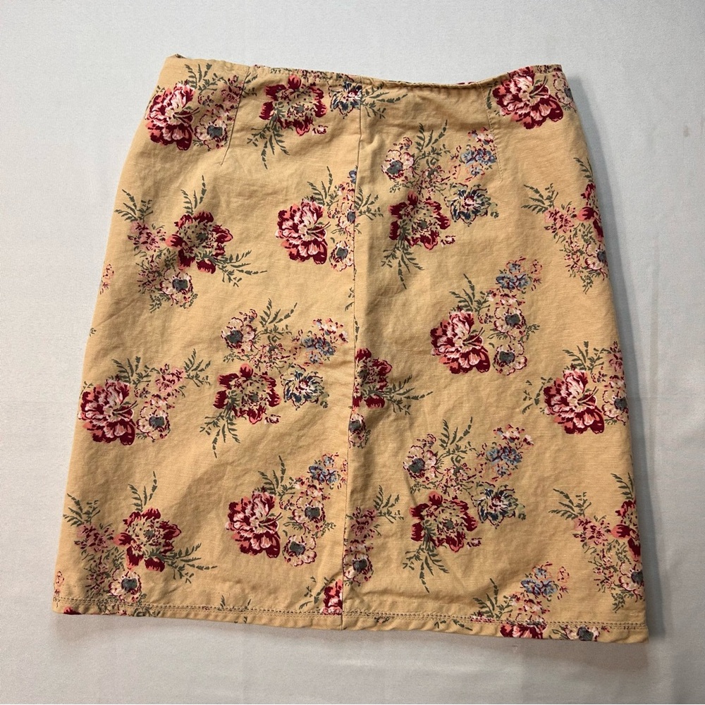 Eddie Bauer Cream Floral Pencil Skirt Knee-Length Casual